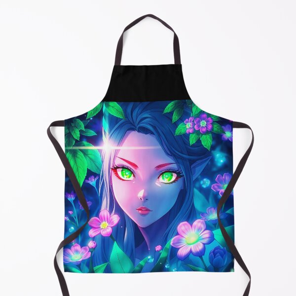 Item preview, Anime Fae Portrait – Green Glowing Eyes, Pointy Ears Sparkling Foliage designed and sold by EmeraldeaArt.