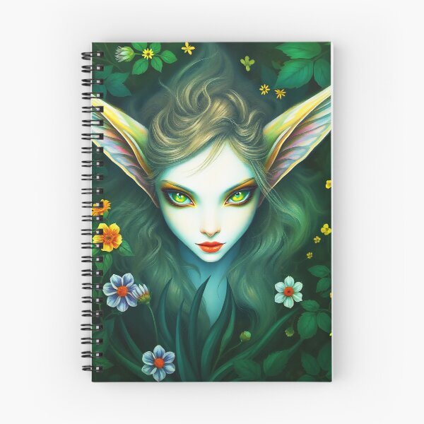 Item preview, Forest Fae Nature Portrait – Green Eyes, Red Lips & Surreal Leafy Beauty designed and sold by EvaAngel.