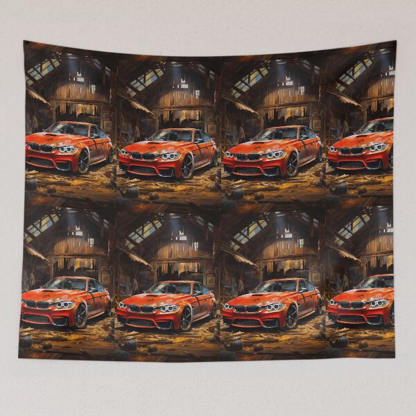 Item preview, Vivid Sports Car Shines in Rustic Warehouse Scene designed and sold by RevUpDesign.