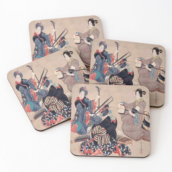 Item preview, Women Playing Music – Three Women Playing Musical Instruments  – Katsushika Ōi 1850// Public Domain designed and sold by Vernissage-dart.
