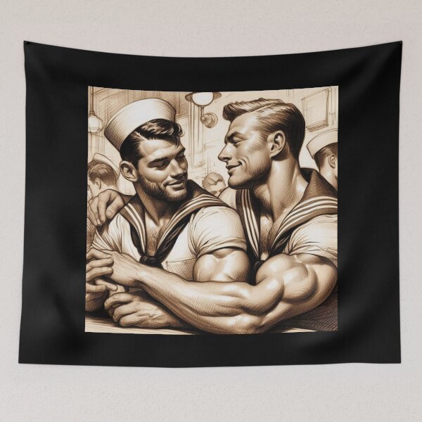 Item preview, 1940s Vintage Sailors "Hello Sailor" San Francisco Tom of Finland Tribute Gay Pride Graphic Design designed and sold by ItsAKinkThing.