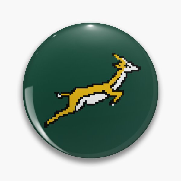 Item preview, Pixel Springbok Leap - Retro Rugby Vibes (Yellow/Black/White) designed and sold by Vector Woofs.