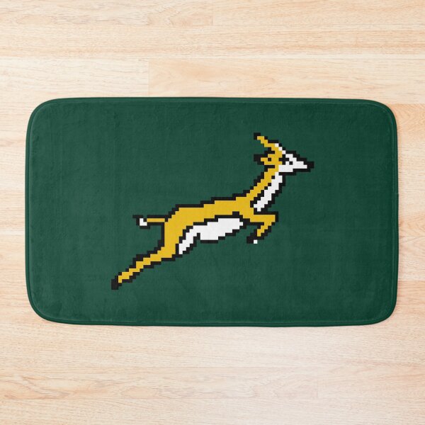 Item preview, Pixel Springbok Leap - Retro Rugby Vibes (Yellow/Black/White) designed and sold by Vector Woofs.