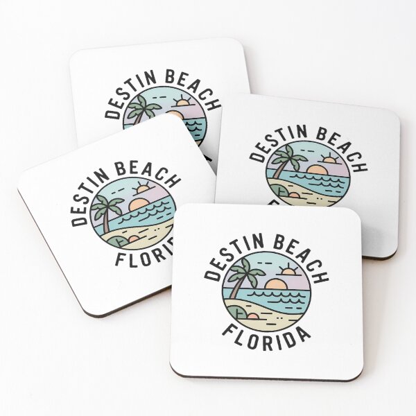 Item preview, Destin Beach Minimalist Line Art Badge – Palm Trees Sticker designed and sold by Horizon Tales.