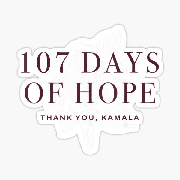 Vista previa del artículo con la obra «107 días de esperanza Gracias Kamala», diseñado y vendido por ivotee.