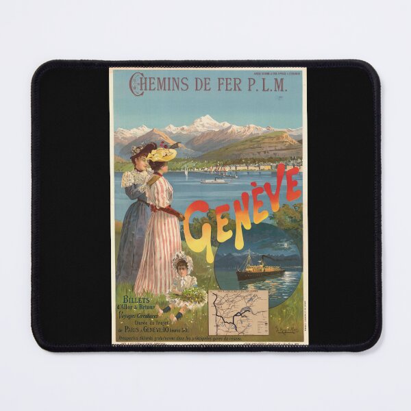 Item preview, Vintage Art Nouveau Travel Poster | Chemins de Fer P.L.M. | Geneva Switzerland | Elegant 20th Century Railway Art Print designed and sold by artofuniverse.
