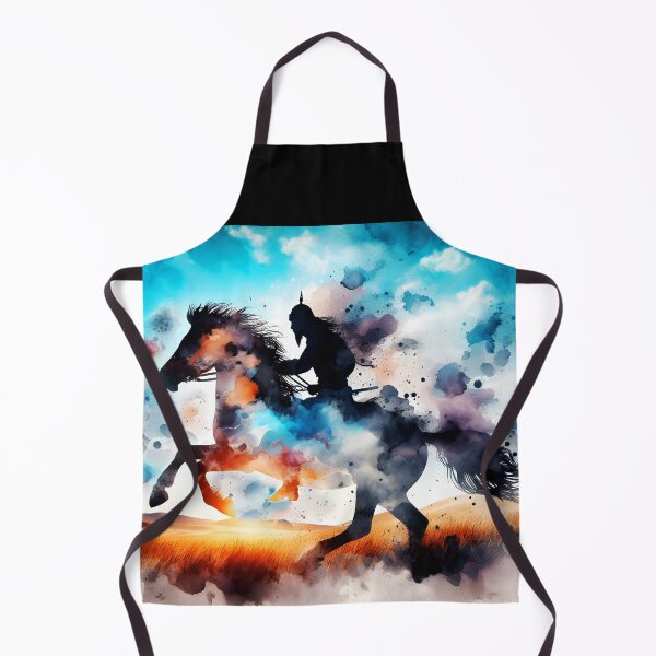 Item preview, Mongolian Warrior on Horseback – Colorful Watercolor Silhouette with Motion designed and sold by EmeraldeaArt.