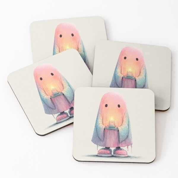 Item preview, Pastel Ghost with Slippers-Cozy Creepy Cute Spirit designed and sold by Croneandquill.