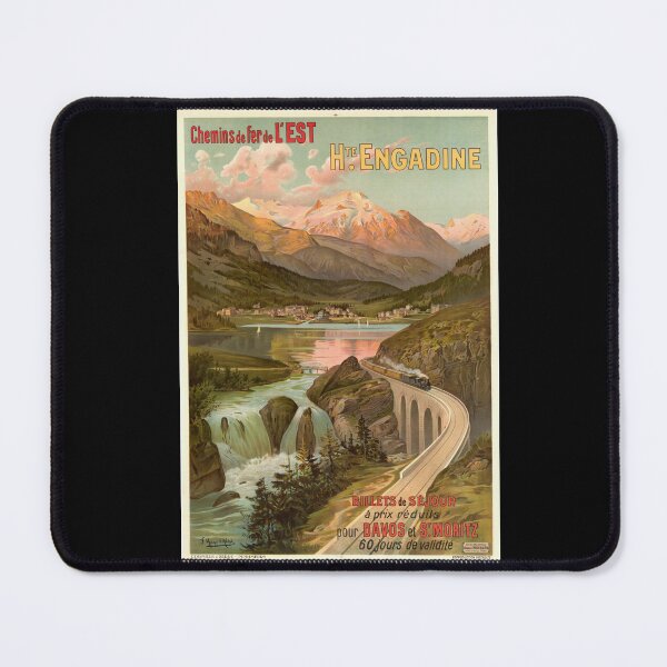 Item preview, Vintage French Travel Poster | Chemins de fer de l'Est | Haute Engadine Davos St. Moritz | Alpine Railway Art | Retro Wall Decor designed and sold by artofuniverse.