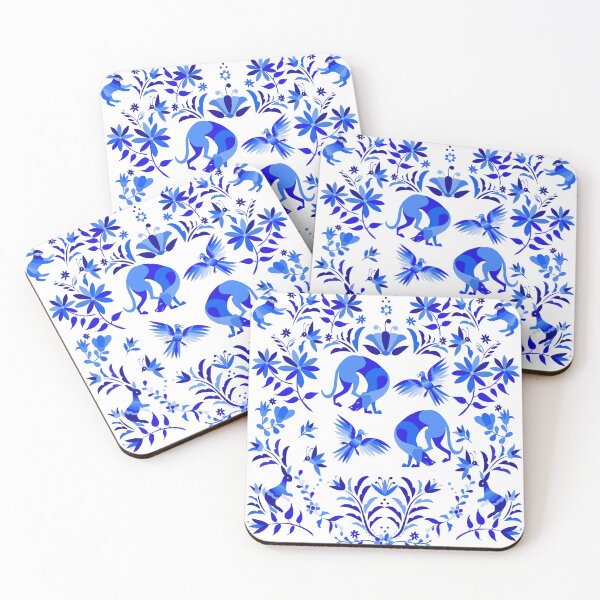 Item preview, Weimaraners, birds & bunnies otomi inspired pattern designed and sold by bluweim.