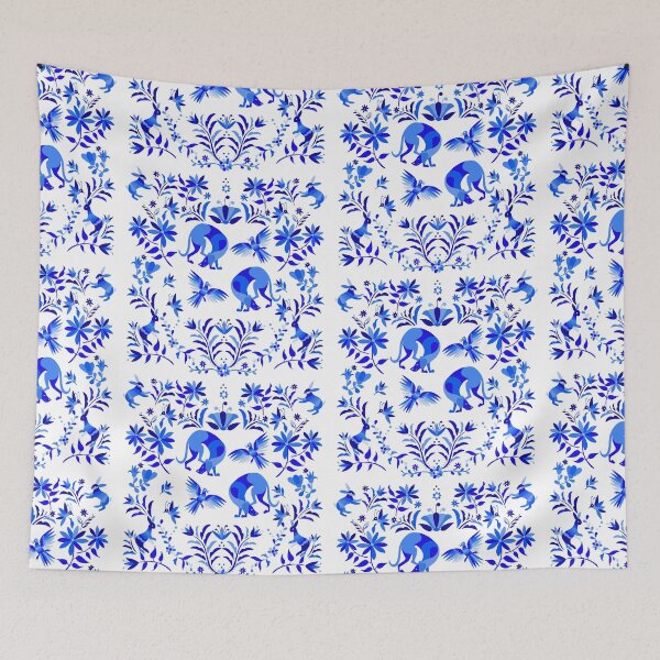 Item preview, Weimaraners, birds & bunnies otomi inspired pattern designed and sold by bluweim.