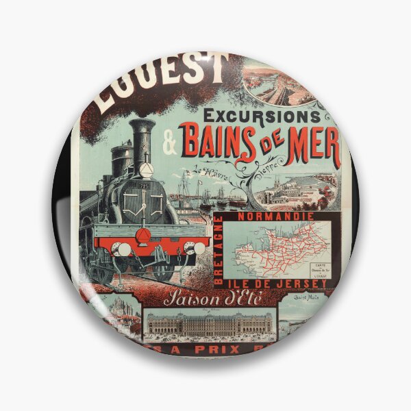 Item preview, Vintage French Travel Poster | Chemins de Fer de l'Ouest Art Nouveau | Normandy Brittany Jersey Railway Excursion Decor designed and sold by artofuniverse.