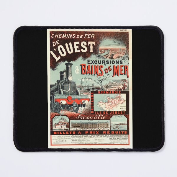 Item preview, Vintage French Travel Poster | Chemins de Fer de l'Ouest Art Nouveau | Normandy Brittany Jersey Railway Excursion Decor designed and sold by artofuniverse.
