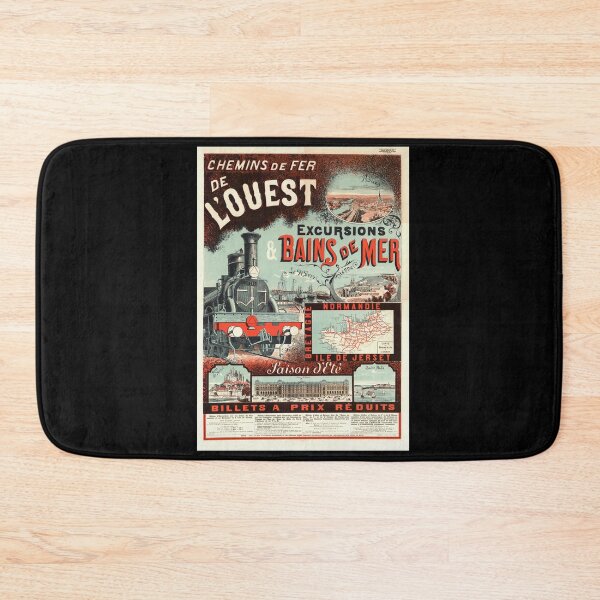 Item preview, Vintage French Travel Poster | Chemins de Fer de l'Ouest Art Nouveau | Normandy Brittany Jersey Railway Excursion Decor designed and sold by artofuniverse.