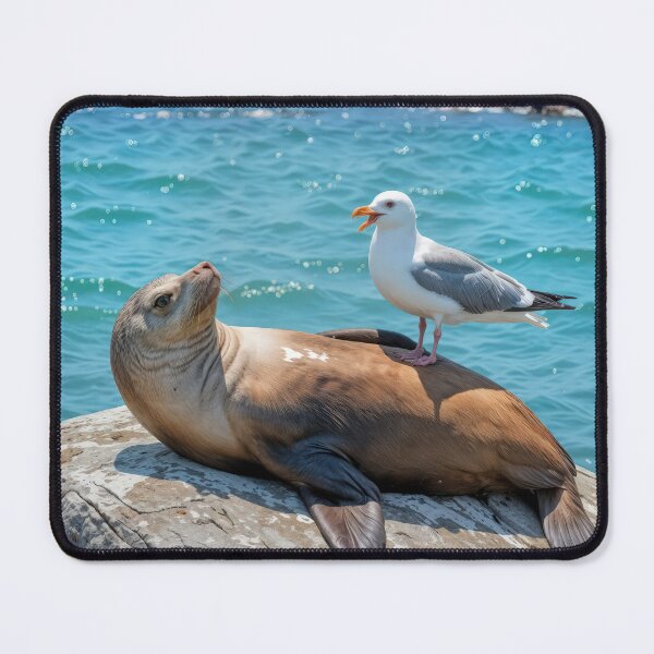 Item preview, Sea Lion Sunning On a Rock With a Seagull designed and sold by Maria Dryfhout.