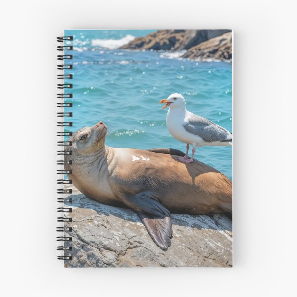 Item preview, Sea Lion Sunning On a Rock With a Seagull designed and sold by Maria Dryfhout.