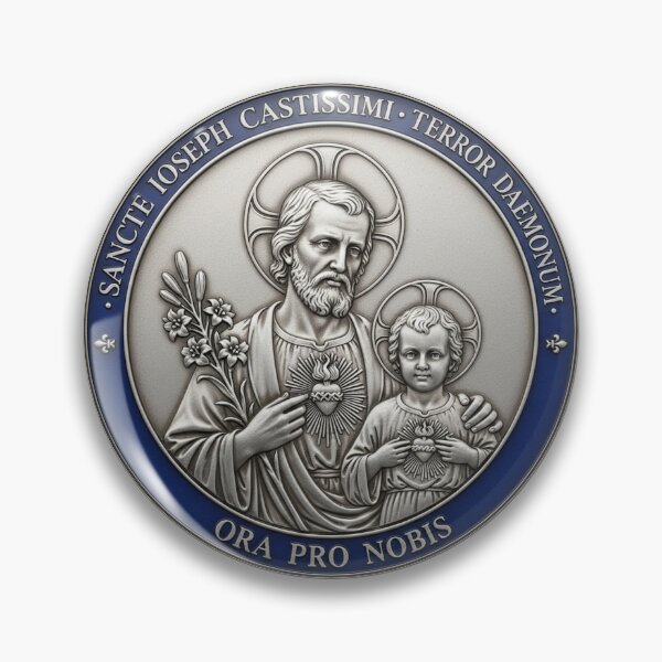 Item preview, Latin Catholic Prayer design Sancte Joseph Castissimi Terror Daemonum Ora Pro Nobis designed and sold by LuxeGraphix.
