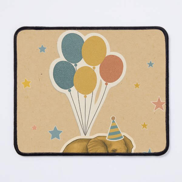 Item preview, Elephant Birthday Card – Party Hat & Balloons – Cute Jungle Animal designed and sold by TringTringCards.