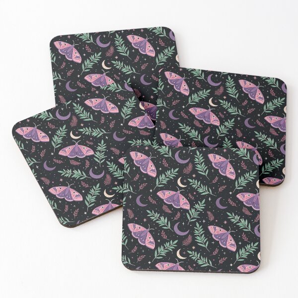 Item preview, Whimsical Moths and Moonlit Botanicals Pattern designed and sold by ChuckleSpace.