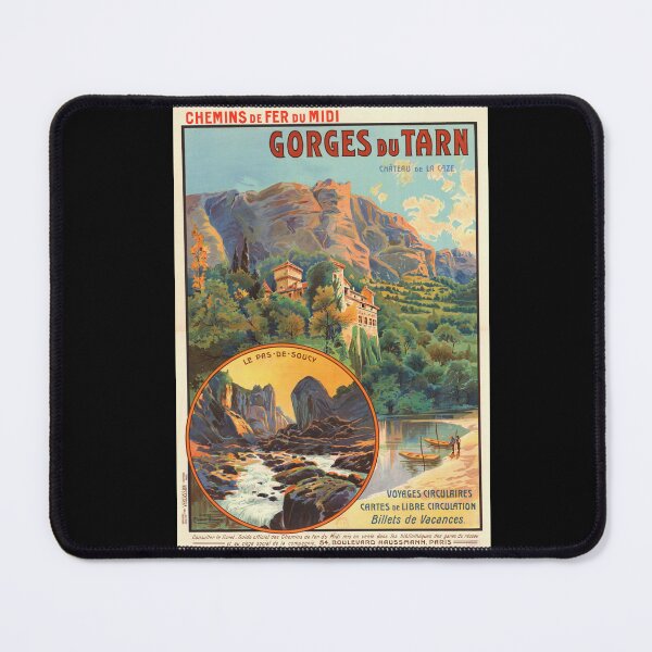 Item preview, Vintage Art Deco Travel Poster | Gorges du Tarn France | Château de la Caze | Chemins de Fer du Midi | Scenic Railway Artwork designed and sold by artofuniverse.