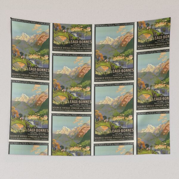 Item preview, Vintage French Travel Poster | Eaux-Bonnes Spa Town | Chemins de Fer du Midi et d'Orléans | Pyrenees Mountains | Early 20th Century Art designed and sold by artofuniverse.