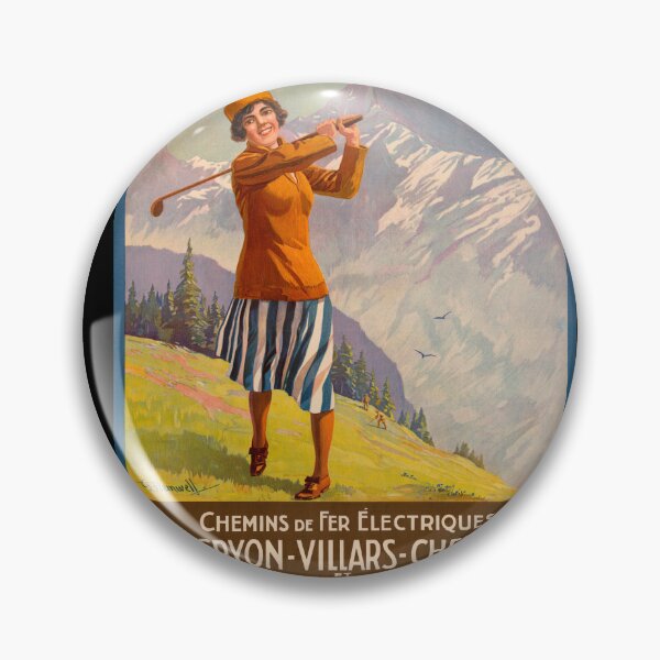 Item preview, Vintage Swiss Travel Poster | Electric Railways Art | Bex to Bretaye | Early 20th Century Golf Scene | Alpine Landscape designed and sold by artofuniverse.