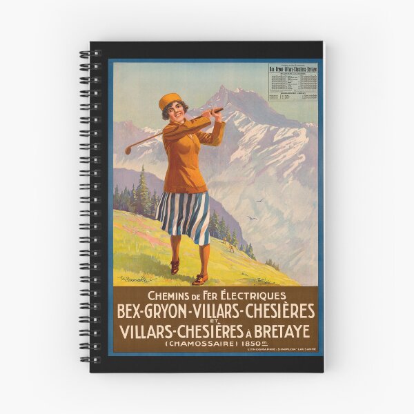 Item preview, Vintage Swiss Travel Poster | Electric Railways Art | Bex to Bretaye | Early 20th Century Golf Scene | Alpine Landscape designed and sold by artofuniverse.