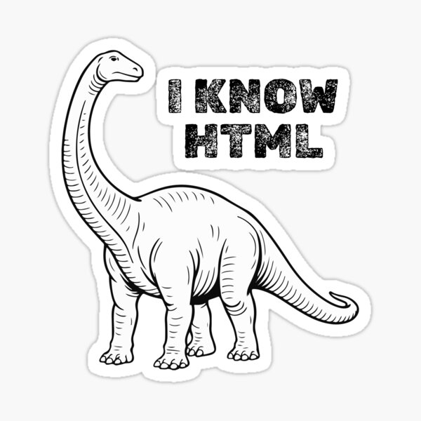 Aperçu de l'œuvre Brontosaure « Je connais le HTML » – Conception amusante de dinosaure codant créée et vendue par furrydrool.