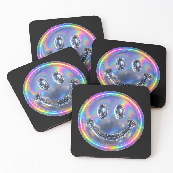 Item preview, Chrome Rainbow Smiley – Holographic Neon Aesthetic Art designed and sold by Psycho-Crazy.