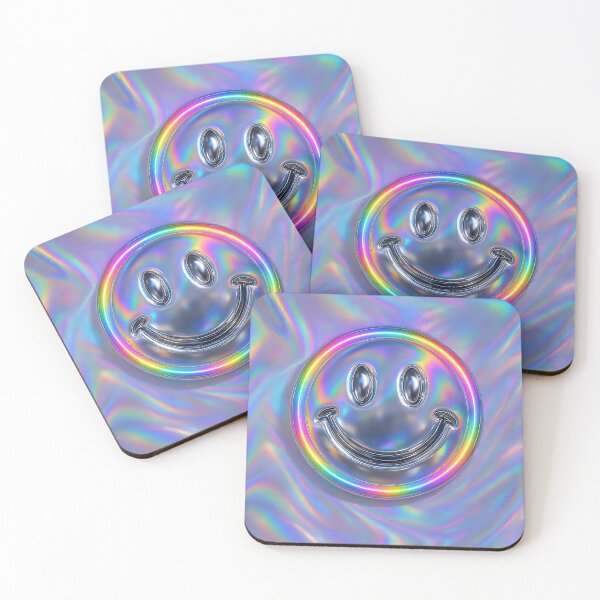 Item preview, Holographic Chrome Smiley – Neon Rainbow Vaporwave Aesthetic designed and sold by Psycho-Crazy.