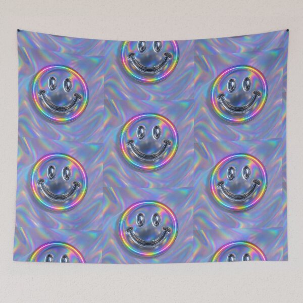 Item preview, Holographic Chrome Smiley – Neon Rainbow Vaporwave Aesthetic designed and sold by Psycho-Crazy.