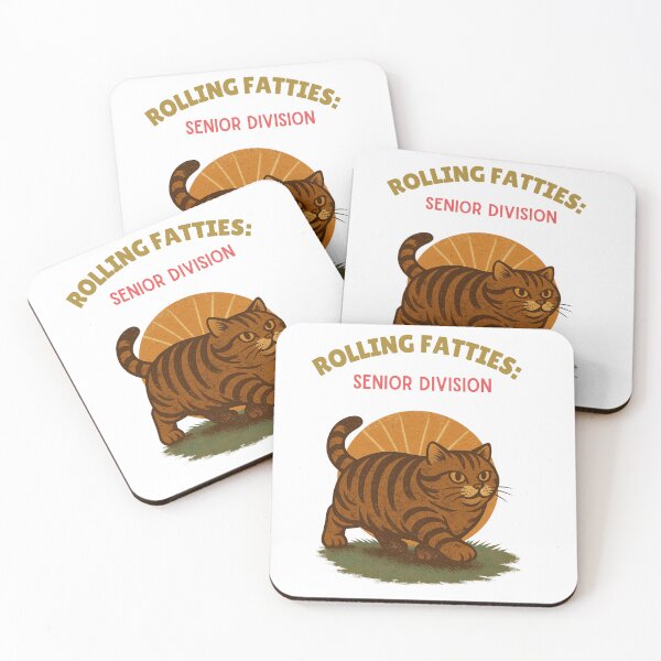 Item preview, Rollin'.Fatties: Senior Division - Funny Fat Cat Tee with Retro Sunset | Fat & Fabulous Humor designed and sold by Cree8if.