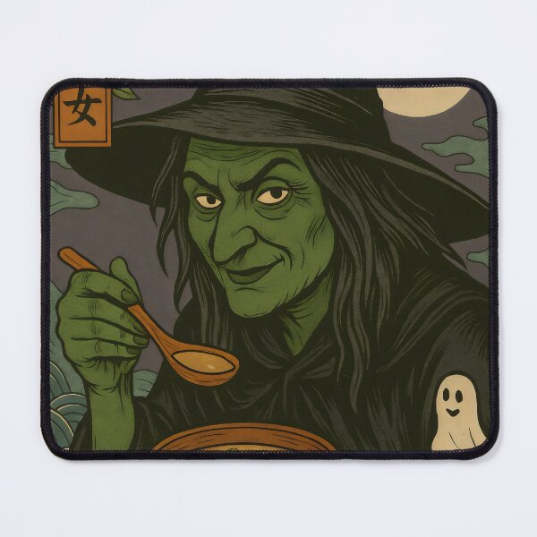Item preview, Witch Eating Miso Soup in Japanese Halloween Art designed and sold by Stickteez.
