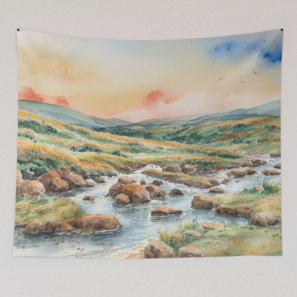 Item preview, Clapper bridge over the Avon3（watercolour + AI） designed and sold by artsmeow.
