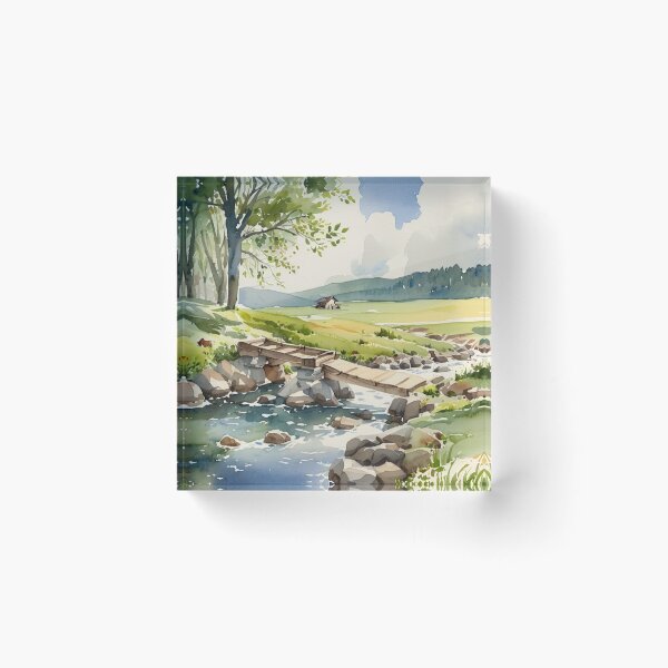 Item preview, Clapper bridge over the Avon2（watercolour + AI） designed and sold by artsmeow.
