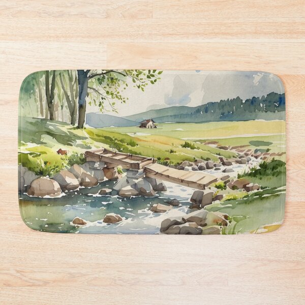 Item preview, Clapper bridge over the Avon2(watercolour + AI) designed and sold by artsmeow.