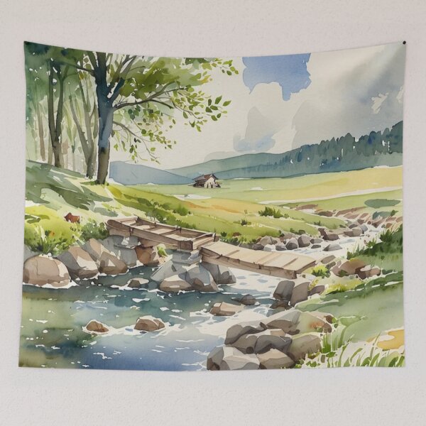 Item preview, Clapper bridge over the Avon2（watercolour + AI） designed and sold by artsmeow.