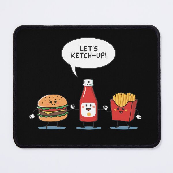 Item preview, Let’s Ketch-Up – Funny Ketchup Burger Fries Cartoon designed and sold by Haji Kamora.