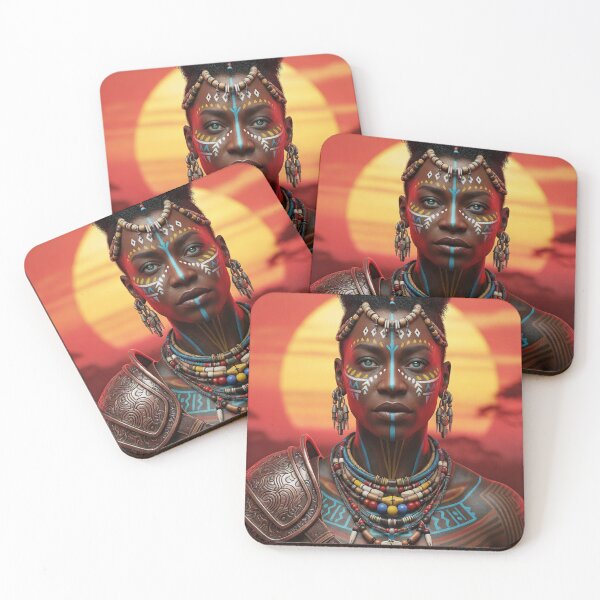 Item preview, Afrofuturistic Tribal Warrior: Sunset Strength Artwork Collection designed and sold by TTFLAB.