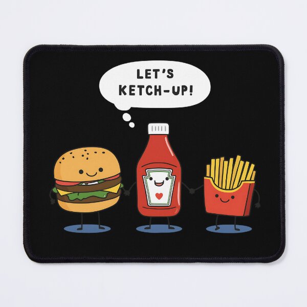 Item preview, Let’s Ketch-Up – Funny Ketchup Burger Fries Cartoon designed and sold by Haji  Kamora.