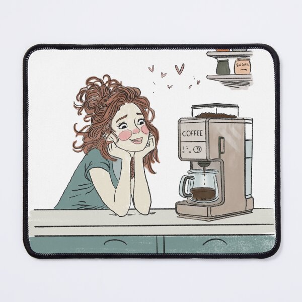 Item preview, Cozy Girl Waiting for Coffee – Hand-Drawn Morning Illustration designed and sold by TheEchoWood.