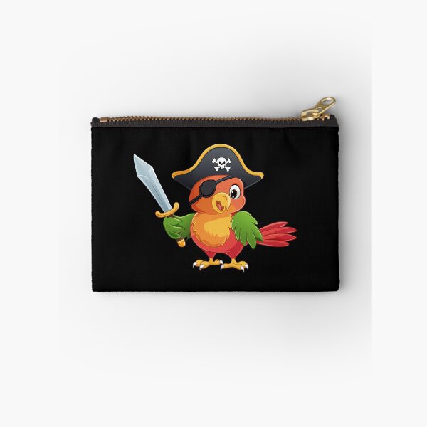 Item preview, Cute cartoon parrot pirate  with eyepatch holding a cutlass sword and wearing a tricorn hat, Parrot pirate bird with black skull hat, designed and sold by Danler.