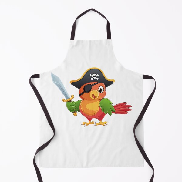 Item preview, Cute cartoon parrot pirate  with eyepatch holding a cutlass sword and wearing a tricorn hat, Parrot pirate bird with black skull hat, designed and sold by Danler.