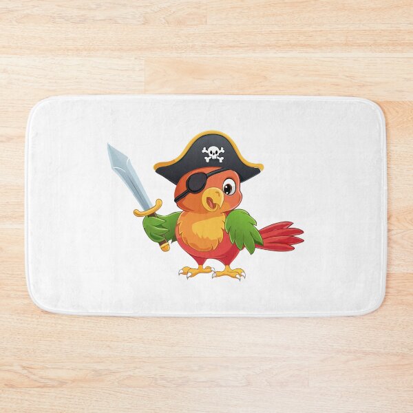 Item preview, Cute cartoon parrot pirate  with eyepatch holding a cutlass sword and wearing a tricorn hat, Parrot pirate bird with black skull hat, designed and sold by Danler.