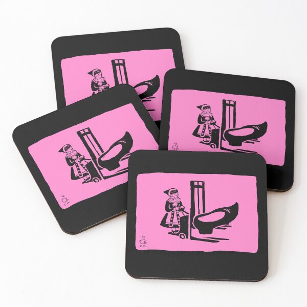 Item preview, Danish folk costume wooden clog forklift illustration PINK designed and sold by Konservatormemes.