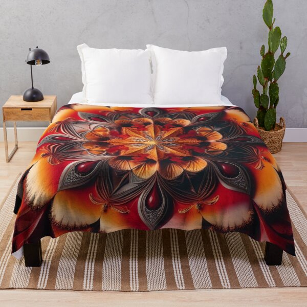 Item preview, Autumn Petals Fractal Mandala in Crimson and Gold designed and sold by Harmonic_Layers.