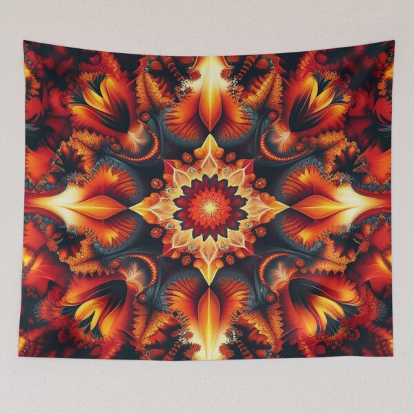 Item preview, Glowing Autumn Flame Fractal Mandala designed and sold by Harmonic_Layers.
