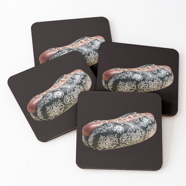 Item preview, Black hotdog bun with floral patterns designed and sold by Brendon987.