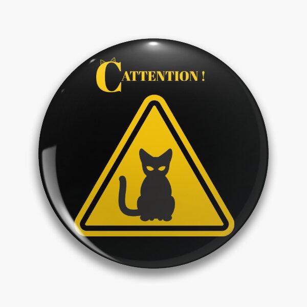 Item preview, CATTENTION Warning Sign Cat Design – Funny Angry Cat Graphic for Cat Lovers designed and sold by SmyrnaArtGalery.