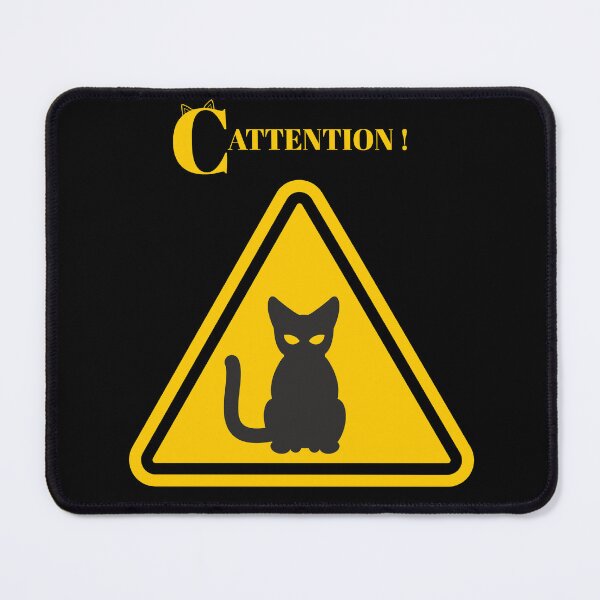Item preview, CATTENTION Warning Sign Cat Design – Funny Angry Cat Graphic for Cat Lovers designed and sold by SmyrnaArtGalery.